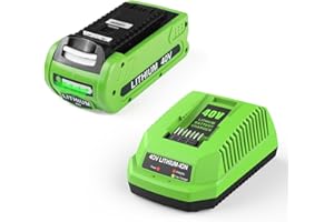 XNJTG Batterie de Remplacement 40V 2.5Ah pour Batterie Greenworks 40V G40B25 avec Chargeur 40V Remplacement pour Chargeur Greenworks 40VG40C