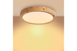 Baerolc Plafon LED Techo Madera 20W Lampara techo dormitorio 3000K blanco calida 30CM Lampara led techo cocina lampara de techo para Salón/Dormitorio/Oficina/pasillo/balcón