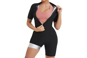 Kiiwah Einteiliger Schwitzanzug Damen, Sauna Sweat Suit Sauna Anzug Damen Abnehmen mit Reißverschluss Ganzkörper Jumpsuit Saunaanzug Waist Trainer für Gym, Yoga, Laufen, Fitness