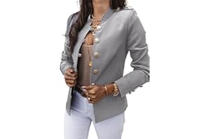 Freenfitmall Blazers de manga larga para mujer, traje de negocios, oficina, trabajo, chaqueta larga con frente abierto, talla XXL