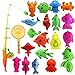 Produktbild Happyit Magnetische Fischerei Spielzeug Stange Netz Set mit niedlichen Fisch für Kinder Baby Badespiel Wasser In Pool Wanne (22 pcs)