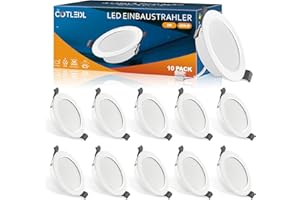 COTLEDL Einbaustrahler 230V Flach, 10er Set Spots 5W 450LM IP44 Bad Einbauleuchten, 68-80mm EinbauØ Deckenspots, Kaltweiß 6000K LED Spots für Badezimmer Wohnzimmer