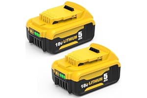 Goodexo 2X DCB184 18V 5000mAh Replacement for Dewalt Battery 18V for Dewalt Battery 5ah DCB184 DCB182 DCB181 DCB180 DCB201 DCB200 DCB204 with LED Indicator (yellow)