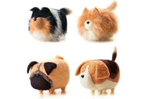 FELTSKY YSZ Kit per Feltro con ago con cagnolini Senza Faccia, 4 x 8cm – Aghi, para-Dita, Tappetino in Schiuma, Manuale per Kit da infeltrimento per Principianti 4x8cm 4 Pack