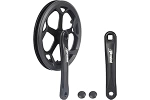 WEEROCK Prowheel E Bike/Bike Crankset 1 Piece/Single 48T/52T Steel Chainring with Double Chain Cover 170mm Aluminium Alloy Arm for Single Speed and 6/7/8 Speeds Electric Bike,Bicycles, Folding Bicycle
