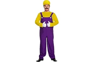 HENBRANDT Adult Men’s Super Plumber Fancy Dress Costume Retro 1980s Videogame Mutliple Colours Size Overalls Moustache Brothers Workman Dress Up Outfit Two Sizes Mens Fancy Dress Costume