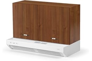 Linea Azzurra Sopracappa 90 con Depuratore Pensile Cucina Sospeso in Legno Mobile H49xL90xP32 Depuratore H15xL90xP48cm Made in Italy Facile da Installare (Noce Antico)