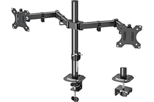 ELIVED Dual Monitor Arms for 13-32 inch LED LCD Screens, Flat/Curved, VESA 75/100mm, Adjustable Height, Tilt & Swivel, Up to 8KG, EV002
