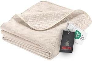 Ibena Nancy Tagesdecke 220x250 cm Tagesdecke Bettüberwurf beige leichte Decke mit Zopfmuster
