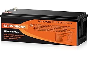 WERCHTAY Bateria Lifepo4 12V 300Ah, Bateria Litio Recargable, Baterías de Ciclo Profundo, Batería Coche 3840Wh con Sistema 200A BMS, 18000 Ciclos Para Sistema Placa Solar, Barco, Hogar, Camper (300ah)