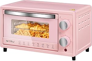 WOLTU Forno per Pizza da 10L 650W, Fornetto Elettrico con Sportello Visibile, Temperatura tra 100-230℃, Timer 0-60 Minuti, con Teglia, Griglia, Pinza, Rosa