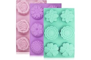 YuCool 3 Stampi Silicone Dolci, per Prodotti da Forno a Forma di Fiore, per Biscotti, Cioccolato, Tortini, Cioccolato, Torte, Dolci, Muffin - Antiaderente & Termoresistente
