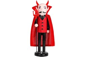 Auluda Christmas Halloween Decoration Nutcracker, Handmade Wooden Doll Figures, Festive Collectable Gift Figures, Shelves Decor Gift (Halloween Devil)