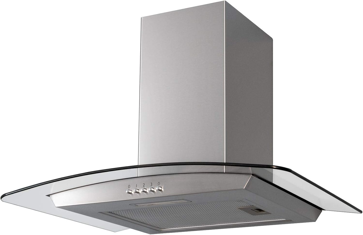 SIA CGH70SS 70cm Curved Glass Stainless Steel Chimney Cooker Hood Extractor Fan