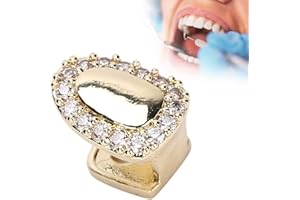 JONLAKI Dent Unique pour Hommes, Femmes, Placage de Grilles en or et Argent Hip Hop pour Vos Dents, Bijoux et Accessoires pour Dents Bling pour Halloween Party Show Rapper(Or)