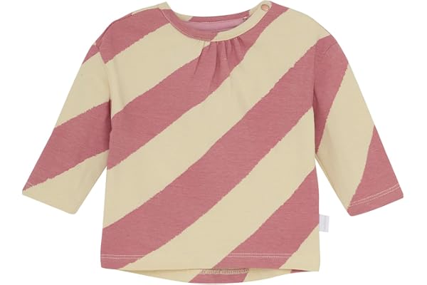 Noppies Baby flickor t-shirt Talladega långärmad heltäckande tryck, Ränder mönster rosa – N344, 86 cm