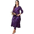 GoSriKi Women's Rayon Blend A-Line Printed Kurta with Pant