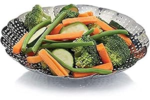 KC BLUE Kitchen Craft Cestello pieghevole in acciaio INOX per cottura a vapore, 23 cm