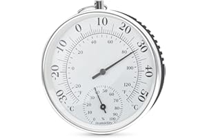 DIFCUL termometro igrometro Termometro per esterno, Termometro e igrometro senza fili, Termoigrometro Analogico per interni ed esterni, adatto per nel giardino, in auto, la casa, in serra