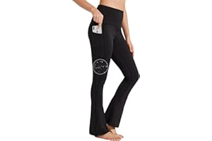 BAYGE Pantalon de Yoga Évasé Taille Haute Imperméable Opaque Contrôle du Ventre Slim Fit Leggings Pantalon de Sport Sweatpants Fitness avec Poches
