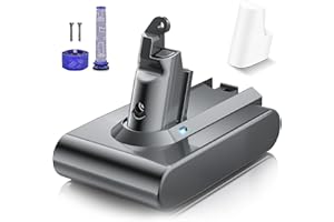 6000mAh V6 Akku für Dyson, Powtree Ersatzakku für Dyson V6 DC62 SV03 DC58 DC59 DC61 DC72 DC74 SV04 SV05 SV06 SV07 SV09 Animal Absolute Staubsauger (2 Filter + 1 Batterie Schutzkappe + 2 Schrauben)