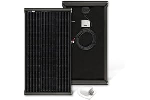 MOSCATELLI Pannello Solare Camper 100W Black Boost Monocristallino PERC - Kit Pannello Solare per Camper con Profilo in Alluminio Nero per Fissaggio al Tetto - SENZA REGOLATORE