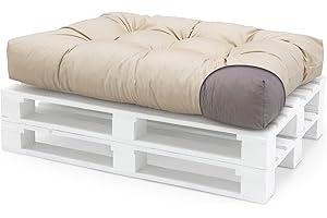 Spatium Cojines para pales europalé palets Funda desenfundable, Impermeable Beige Asiento 120x80x15