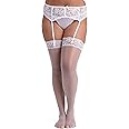 Lovehoney Lingerie Women's Sheer Floral Lace Stockings - Thigh Highs - Sizes: 8-22