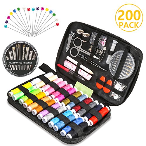 Yosemy Costurero set de 200PCS,de Costura Juego de Costura Accesorios para Coser Portátil Adecuado para Sastre, Familia, Viaje (negro)