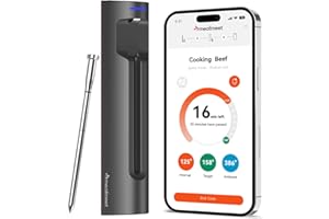 Meatmeet S Pro Meat Thermometer Wireless with Bluetooth, 6 Temperature Sensors Work Simultaneously, ± 0.1°C Accuracy, App Monitoring with Timer and Alarm, IP69 Waterproof and Oil Resistant