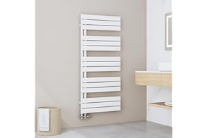 EMKE Badheizkörper Handtuchhalter 1320x600 mm, Handtuchheizkörper Seitenanschlusss Handtuchwärmer Handtuchtrockner Bad Heizkörper Flach Handtuchheizung Weiß 798W