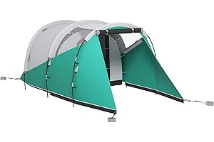 Outsunny Tenda da Campeggio 2-4 Persone Impermeabile con Stanza Separata, Tenda a Tunnel Familiare con Borsa di Trasporto, 460x260x190 cm, Verde