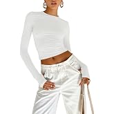 T-Shirt Sport Femme Manches Longues Brillant - Crop Top Moulant Gym Yoga Jogging M-XL