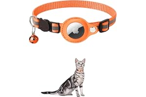 KOCNYDEY Odblaskowa obroża dla kota AirTag, zapobiegająca zgubieniu, GPS obroża dla kota z regulowanym uchwytem i dzwonkiem, zintegrowana obroża dla kota Apple AirTag, dla kotów, kociąt, małych psów,