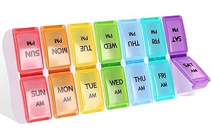 DENFATORY Pastillero de 7 días, pastillero semanal español de 7 días, pastillero extraíble con divisores, pastillero de viaje portátil con 14 compartimentos, pastilleros semanales