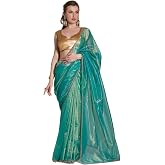 ORHANS Women's Organza Saree With Sequinned Embellished Border And Art Silk Matching Blouse Piece | Saree For College & Offic