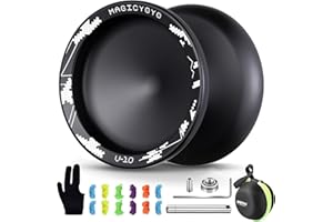 YOSTAR Yoyo Profi V10, Responsive JoJo mit Leerlauf und Kugellager, Metall JoJo für Kinder und Anfänger, Trick Unresponsive Jo Jo für Erwachsene, mit 12 Saiten, Lagersatz, Gehäuse (Schwarz)