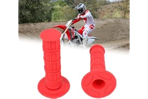 ANXIN 22MM 7/8 "Manillar de la Motocicleta Universal puños Antideslizantes de Caucho Motocross Gel Manillar Extremos - 2 Piezas (Rojo)