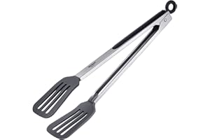 Westmark pinzas para servir, Con grandes mangos de silicona y empuñaduras de goma, Longitud: 34 cm, Acero inoxidable/plástico/silicona, Comfort Silicone Maxi, Plata/negro, 16122270