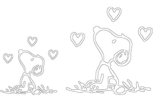 NEWTEAM Sticker Snoopy avec cœurs, Peanuts, chien, idéal pour voiture, moto, scooter, camion, PC, portable, Comics Decal, en vinyle de haute qualité, kit de 2 pièces (blanc)