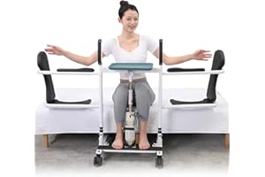 BOTOWI 5 in 1 Hydraulischer Patientenlifter, Faltbarer Auto-Transferhilfe-Transportrollstuhl, Patientenlift-Transferstuhl, Duschrollstuhl mit 180° geteiltem Sitz, Badestuhl für Senioren