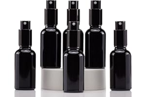 YIZHAO Bottiglie Spray Vetro 30ml, Nero Spruzzino Nebulizzatore Piccolo, per Olii Essenziali, Profumo, Pulizia, Cosmetici, Viaggio, Farmacia - 6 Pcs