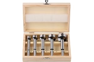 Vearter Juego de 5 brocas de perforación Forstner de 15/20/25/30/35 mm, para carpintería, sierra de agujero autocentrante, conjunto de herramientas de corte de madera.