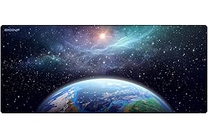 EXCO Duża podkładka pod mysz dla graczy, antypoślizgowa podkładka pod mysz, mata na biurko z haftowanymi krawędziami, dla graczy, do biura, domu (700 x 300 mm, Ziemia)