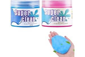 EduPlayte Lot de 2 gels de nettoyage pour l'intérieur de la voiture, gel de nettoyage universel pour PC, tablette, ordinateur portable (bleu + rose)