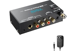 YGiTK Phono Preamp,Turntable Preamplifier with Power Adapter, RCA Input & output 6.35MM Jack Out, Pre Amp Low Noise for MM Turntable Mini Stereo Audio Hi-Fi Phonograph Pre-amplifier/Record Player