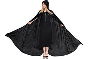Chitomars Velvet Cloak with Hood, Unisex Halloween Costume Cape Full Length Hooded Cape for Devil Witch Wizard Halloween Christmas Cosplay