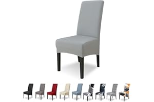 Lydevo Fundas para Sillas Comedor XL Pack de 6 Grande Fundas Elásticas para Silla de Comedor Ajustable Lavables Universal Spandex Cubierta de Sillas para Cocina Hotel Restaurante,Hollín