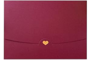 JOLI COON JoliCoon 3 Sobres DIN A6 Rojo oscuro con corazón dorado - Sin ventana 15,4 cm x 11 cm