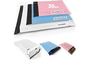 LYO Buste di plastica Borse di spedizione colorate, opache, imballaggio pacchetto Vinted per indumenti, libro, scatola, regalo, buste inviano (32X45 25X35 20X30, bianco blu rosa, 30pcs)